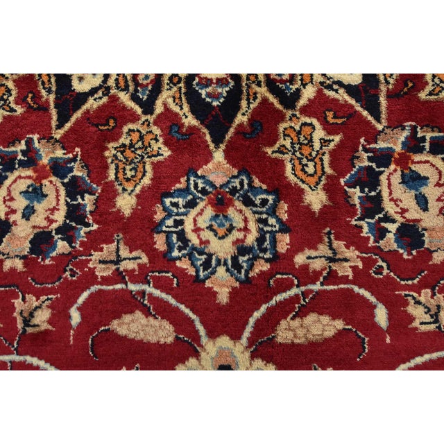 1980s Kashmar Rug 10′ X 12’11” Red Wool Traditional Hand-Knotted Oriental Carpet For Sale - Image 11 of 15