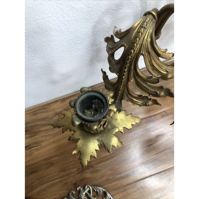 Metal Late 19th Century French Louis XV Bronze Gas Converted Candle Holder Wall Sconce For Sale - Image 7 of 15
