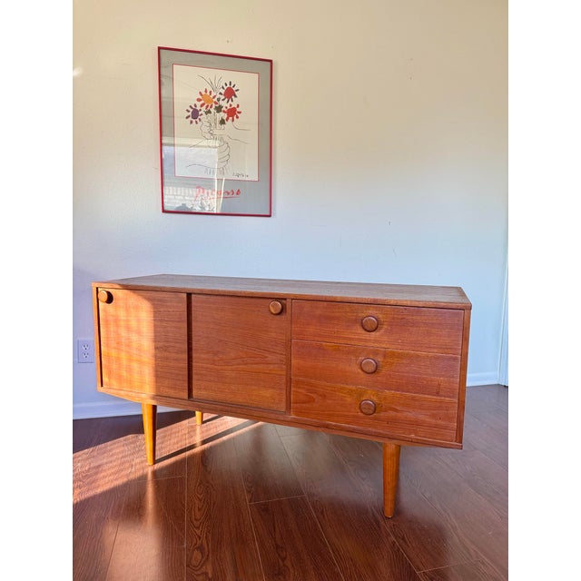 Wood 1960s Mid Century Modern Teak Sideboard With Round Pulls For Sale - Image 7 of 9