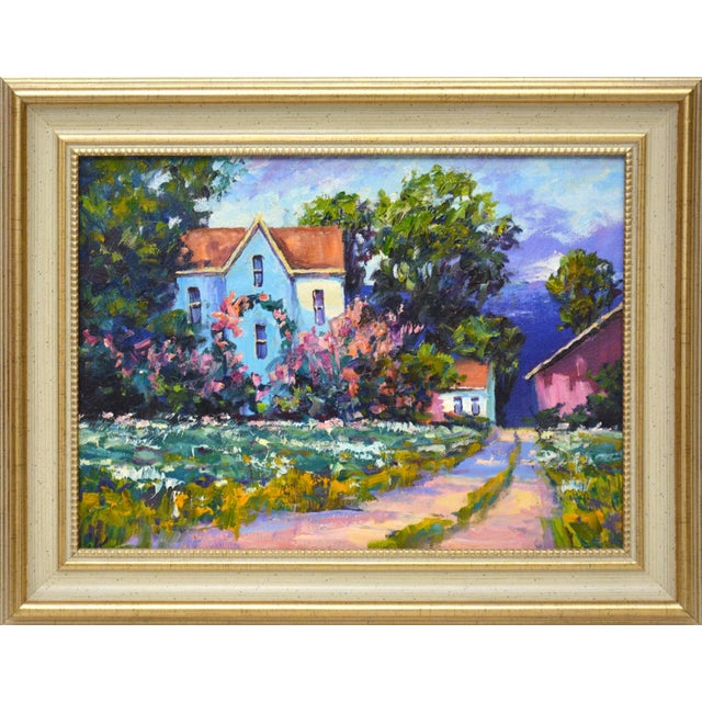 Early 21st Century Summer.House.Modern Original Hand Painting., Framed For Sale