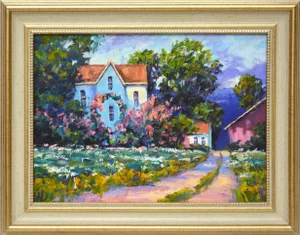 Early 21st Century Summer.House.Modern Original Hand Painting., Framed