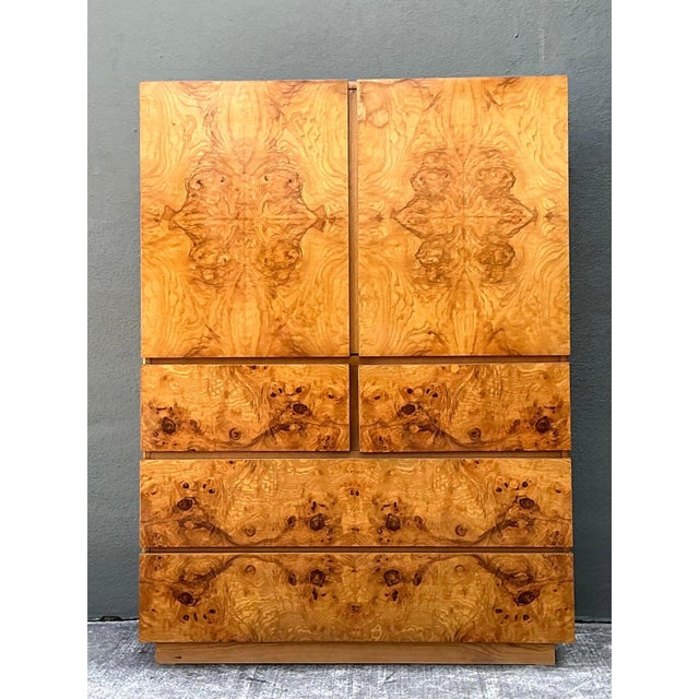 Mid-Century Modern Vintage Lane Altavista Burl Wood Armoire For Sale - Image 3 of 10