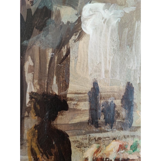 Edouard John Menta, Le vendeur de rue, Oil on Cardboard, Framed For Sale - Image 5 of 11