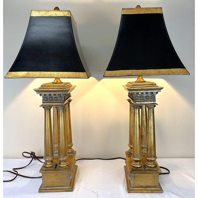 Vintage French Empire Style Bouillotte Lamps With Finials and Shades- A Pair For Sale - Image 9 of 17