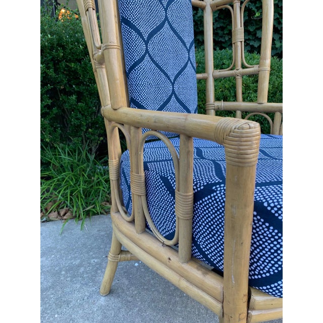 Vintage Boho Chic Bamboo Wingback Armchairs - a Pair For Sale - Image 11 of 12