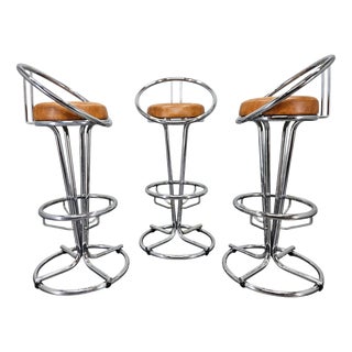 Vintage Space Age Italian Bar Stools, 1970, Set of 3 For Sale