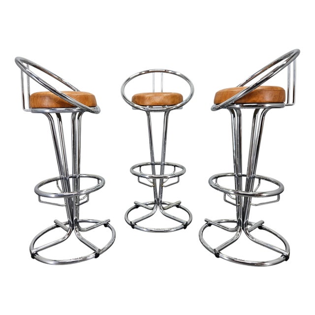 Vintage Space Age Italian Bar Stools, 1970, Set of 3 For Sale