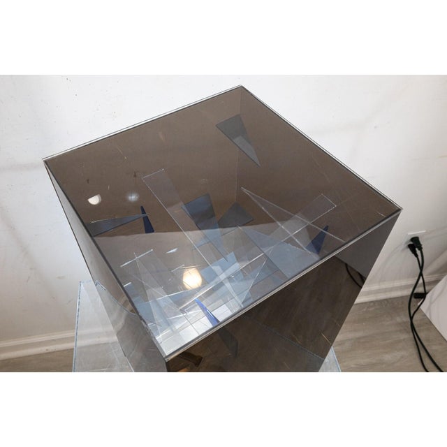 Postmodern Vintage Lucite Acrylic Postmodern Table Pedestal Sculpture For Sale - Image 3 of 4
