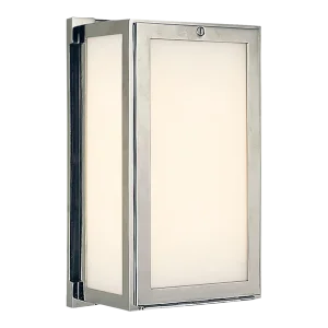 Thomas O'Brien for Visual Comfort Signature Mercer Short Box Light in Polished Nickel with White Glass