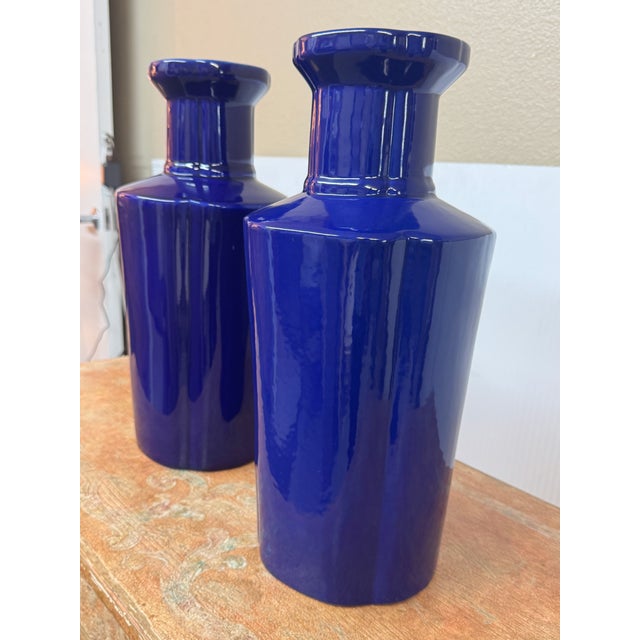 Martino Interiors Glazed Ceramic Bottle Vases, Pair For Sale - Image 4 of 12