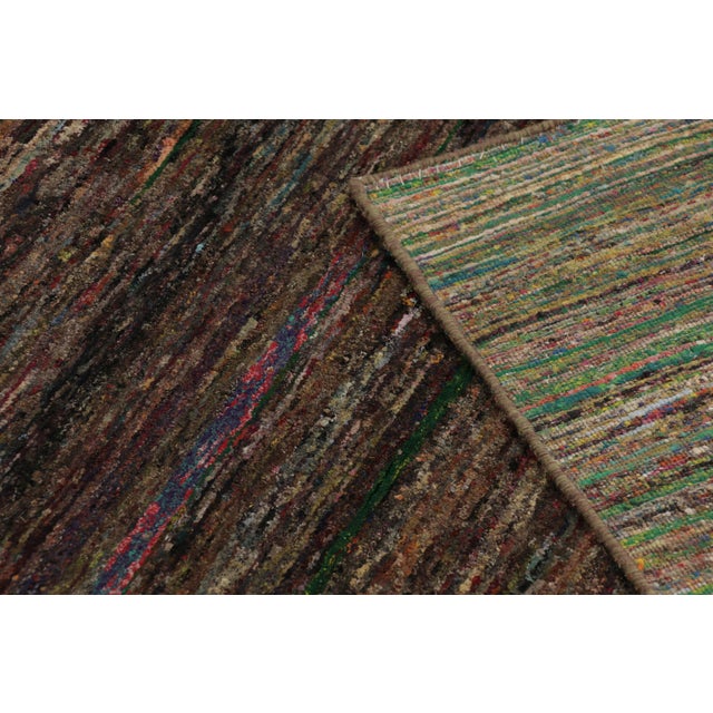 Purple Rug & Kilim’s Modern Textural Rug, Vibrant Polychromatic Striae Over Purple Hues For Sale - Image 8 of 8