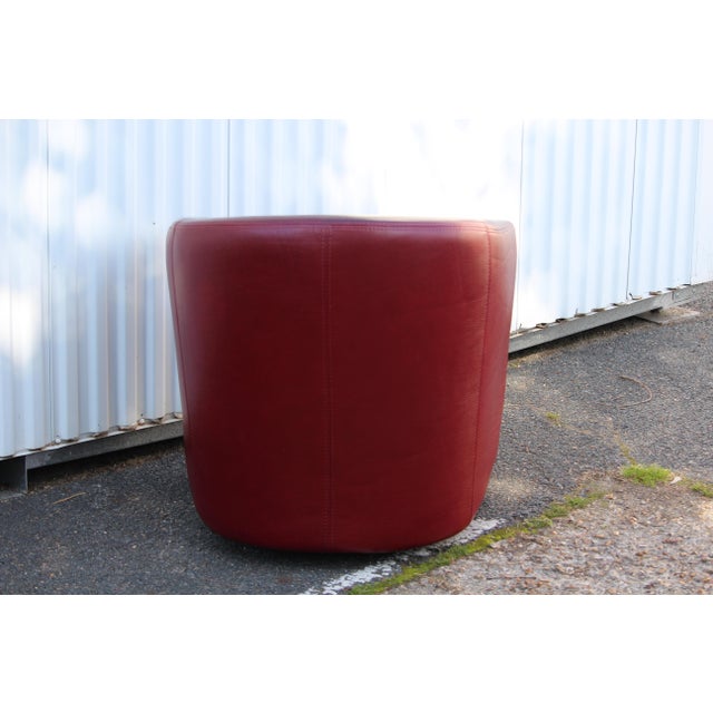 Burgundy Leather Swivel Club Chair, 1980s For Sale - Image 13 of 18