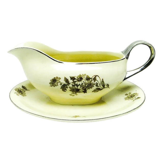 Art Deco Gravy Boat & Underplate from Franciszka Pottery, Poland, 1920s, Set of 2 For Sale