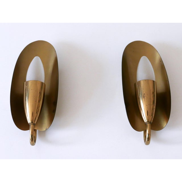 Gold Mid-Century Modern Brass Sconces, Germany, 1950s, Set of 2 For Sale - Image 8 of 18