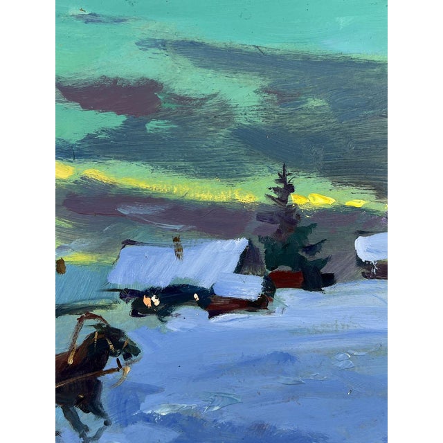 2020s Oil Painting Winter Evening Village Yuriy Suprunchuk For Sale - Image 5 of 11