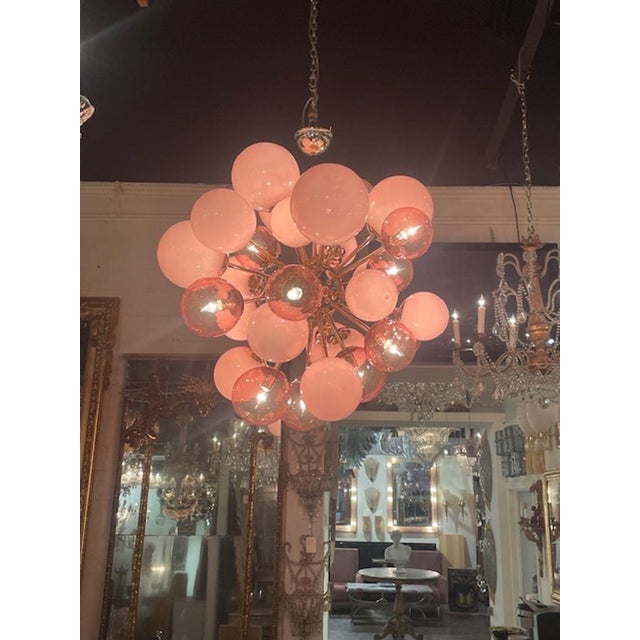 Murano Glass Pink "Cloud" Chandelier For Sale - Image 4 of 5
