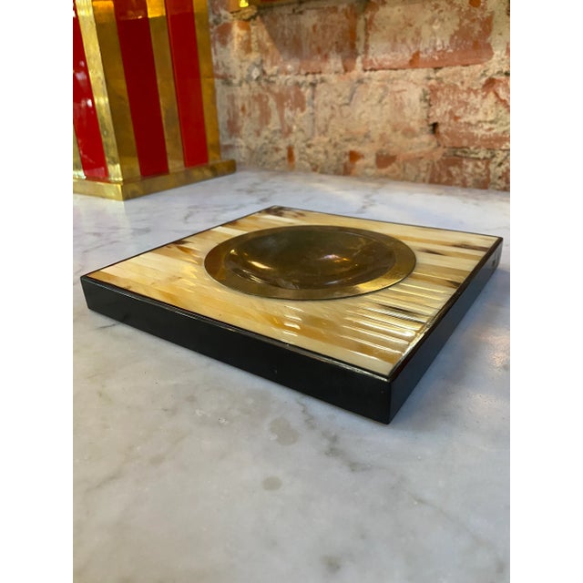 1970s Vintage 1970 Italian Wood and Brass Ashtray For Sale - Image 5 of 6