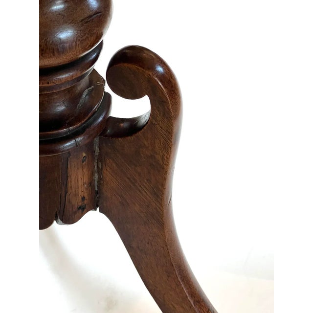 Mid 19th Century An English Victorian Beechwood Circular Tripod Side Table With Baluster Support and Splayed Legs For Sale - Image 5 of 7