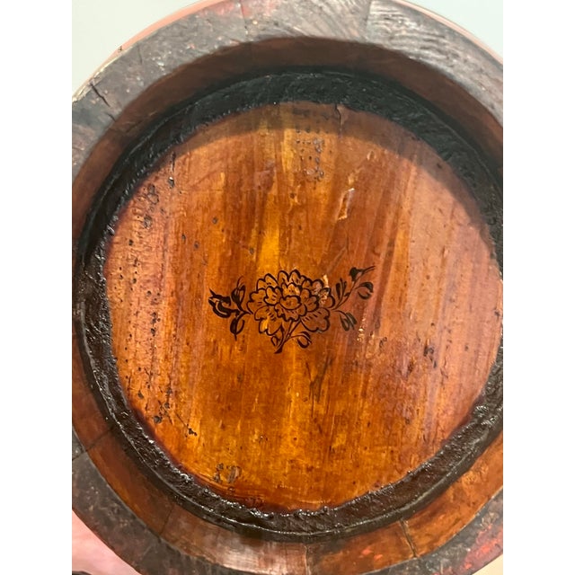 Early 20th Century 19th Century Red Laquered Water Bucket With Lid, Spout & Gooseneck Handle For Sale - Image 5 of 9