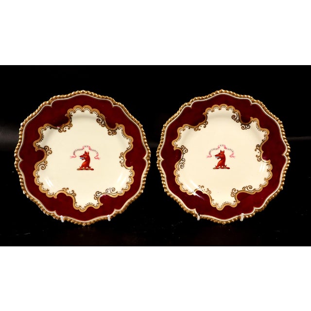 Flight, Barr & Barr Worcester Armorial Porcelain Claret-Ground Dessert Plates- A Set of Twelve For Sale - Image 9 of 13