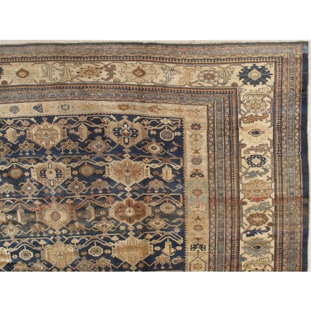 Early 20th Century Antique Persian Malayer Carpet, Handmade Oriental Rugs, Navy, Orange, Cream For Sale In New York - Image 6 of 11