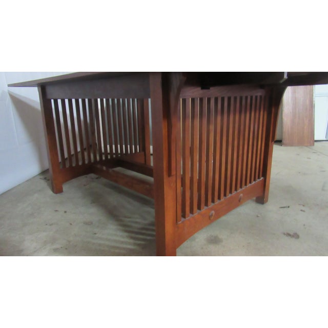 1980s Mission Oak Dining Room Table Kitchen Pennsylvania Pa House For Sale - Image 6 of 13