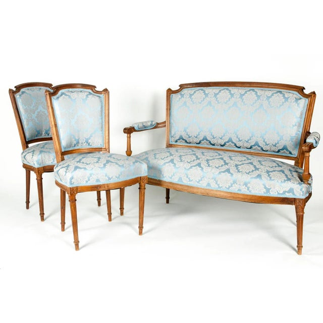 Antique French Settee With Chairs Seating Set - 3 Piece Set For Sale - Image 12 of 13