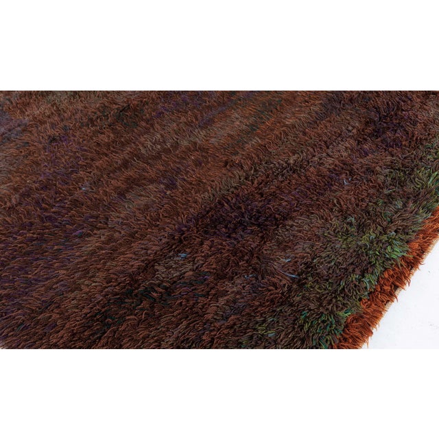 Vintage Swedish Rya Rug Size: 8'10" × 9'8" (269 × 294 cm) This extraordinary vintage Swedish Rya rug, dating from the...