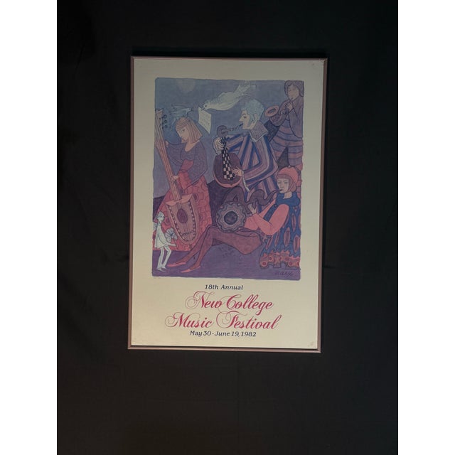 Abstract Vintage 1982 New College Music Festival Framed Poster For Sale - Image 3 of 8
