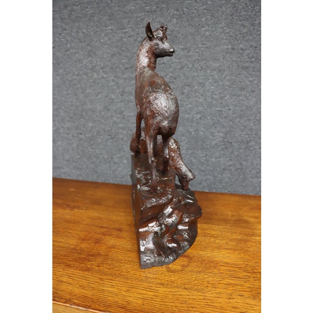 Black Forest Carved Deer Sculpture For Sale - Image 11 of 12
