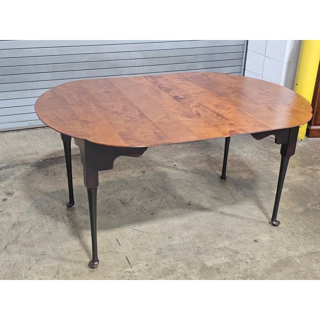 Late 20th Century Late 20th Century Tiger Maple Dining Table Black Painted Base 2 Leaves Benchmade For Sale - Image 5 of 17