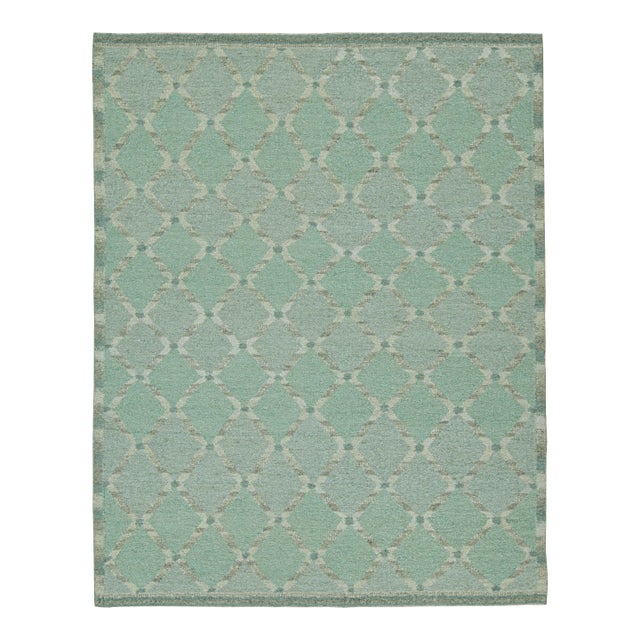 2010s Rug & Kilim’s Scandinavian Style Kilim in Blue & Gray Geometric Patterns For Sale