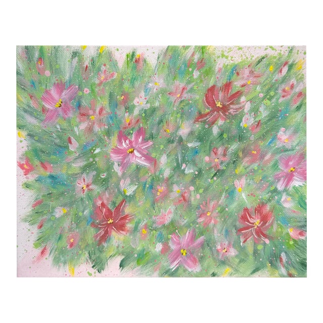Flowering 2 Original Acrylic Painting Floral Wall Art on 8x10 Stretched Canvas For Sale