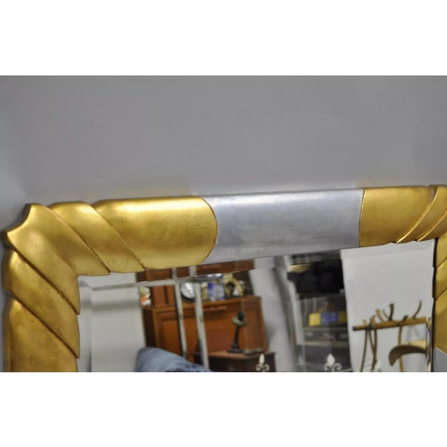 Late 20th Century Turner Hollywood Regency Art Deco Style Gold Silver Leaf Rectangular Wall Mirror For Sale In Philadelphia - Image 6 of 12