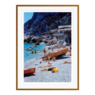 Toni Frissell 'Capri Riva Boat Beach' Archival Pigment Print Framed in Brown For Sale