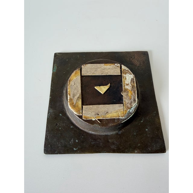 Brass Vintage Solid Brass Floral Relief Square Ashtray For Sale - Image 8 of 8