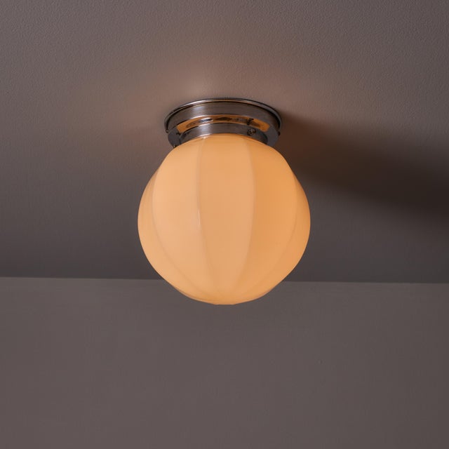 Metal 1940s Finnish Geometric Glass and Metal Wall or Ceiling Lamp in the Manner of Paavo Tynell For Sale - Image 7 of 18