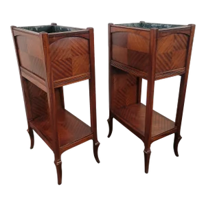Antique Pair of 1890s French Art Nouveau Planters Plant Stands Victorian
