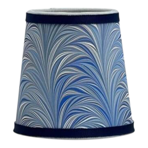 Classic Blue and White Marbled Paper Chandelier Shade - 3”x5”x5”