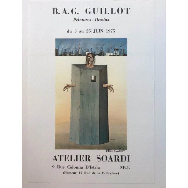 1970s Original Midcentury Surrealist Art Exhibition Poster, Guillot For Sale - Image 5 of 5