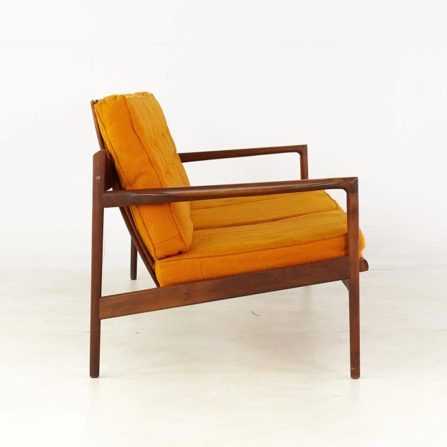 Selig Kofod Larsen for Selig Mid Century Walnut Sofa For Sale - Image 4 of 11