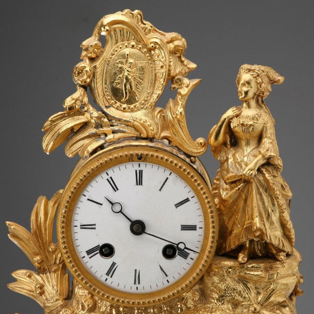 Parisian Table Clock in Gold Antimony For Sale - Image 6 of 11