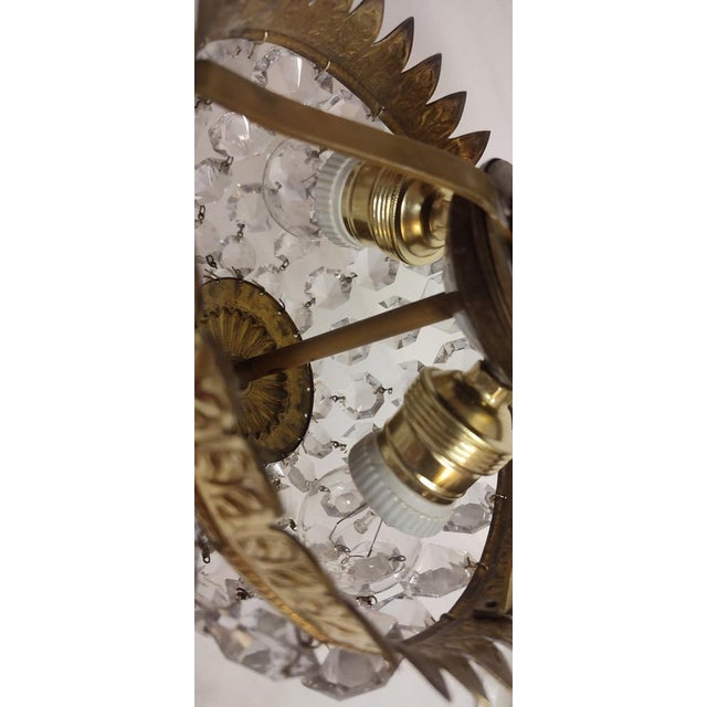 Brass & Crystal Ceiling Lamp, Spain, 1950s For Sale - Image 14 of 15