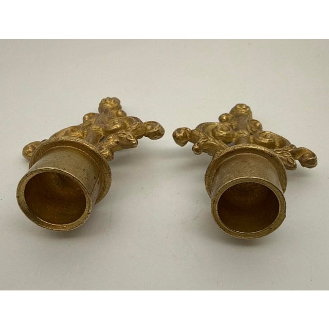 Vintage French Style Candelabra Pair of Finial Parts for Lamps, Curtains, Clocks For Sale - Image 10 of 12