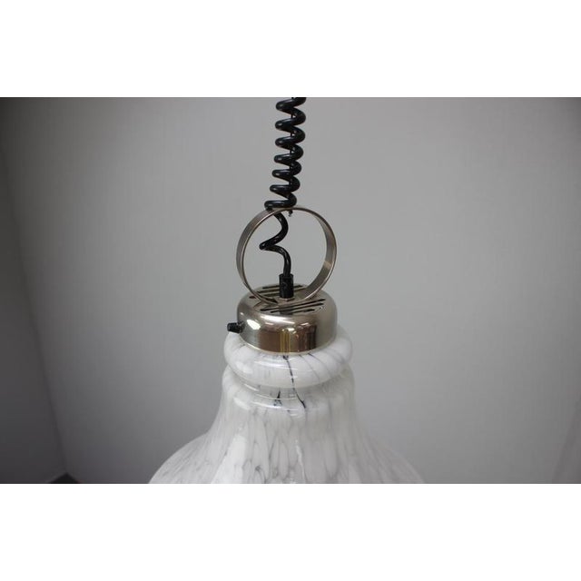 1970s Mid-Century Czechoslovak Glass Pendant Lamp with Marbled Shade, 1970s For Sale - Image 5 of 13