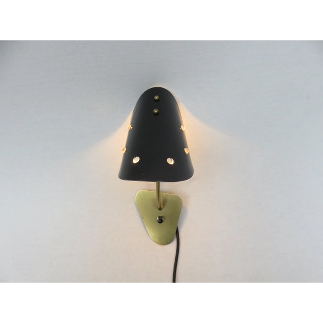 Italian Brass, Black Lacquered Aluminum and Glass Bead Sconces, 1950s, Set of 2 For Sale - Image 10 of 18