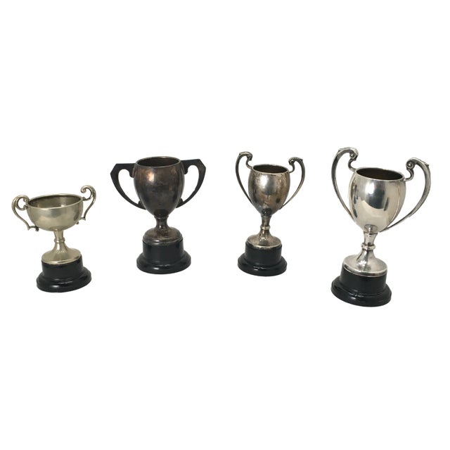 Nice Collection of 4 Small Size Vintage Mid Century English Silverplate Trophy Cups For Sale - Image 4 of 13