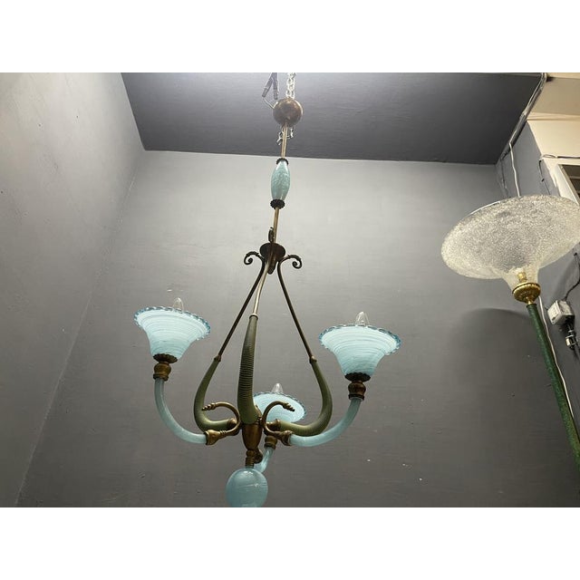 Italian Blue Murano Glass Chandelier, 1950s For Sale - Image 17 of 18