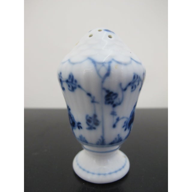 Royal Copenhagen Royal Copenhagen Denmark Plain Blue Fluted Porcelain Single Salt Shaker 480 For Sale - Image 4 of 7
