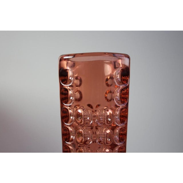 Glass Mid-Century Modern Pink Pressed Glass Vase by Rudolf Jurnikl, 1960 For Sale - Image 7 of 12